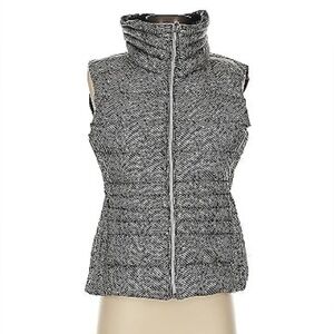 Size L Vince Camuto Herringbone Puffer Vest, Collar and 2 zipped Pockets, Gray